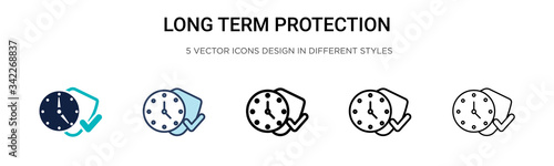 Long term protection icon in filled, thin line, outline and stroke style. Vector illustration of two colored and black long term protection vector icons designs can be used for mobile, ui, web