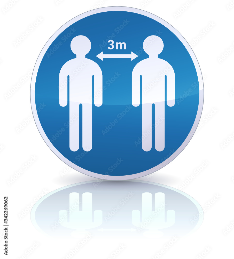 Panneau d'obligation de distanciation sociale de 3 mètres (reflet) Panneau d'obligation de distanciation sociale de 3 mètres (reflet)