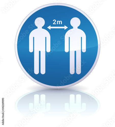Panneau d'obligation de distanciation sociale de 2 mètres (reflet)