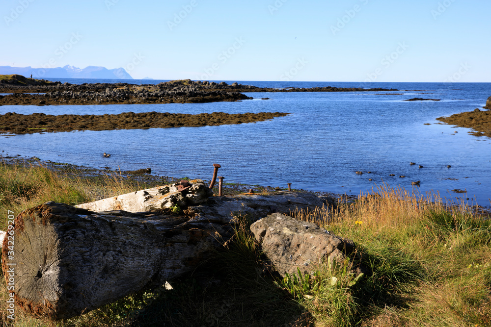 Vatnsnes / Iceland - August 27, 2017: The coast and the sea in Vatnsnes peninsula, Iceland, Europe