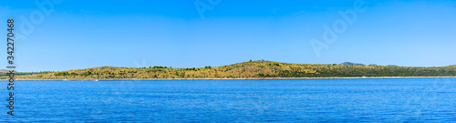 Blue sky and Sea in Croatia, panorama of sea and coast. Vacation and travel concept.