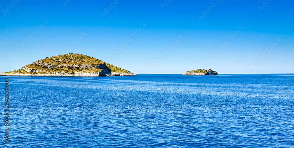 Fototapeta premium Croatian islands, panorama of sea, Croatia. Vacation and travel concept.