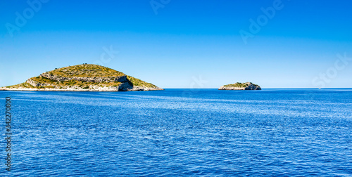 Croatian islands, panorama of sea, Croatia. Vacation and travel concept.