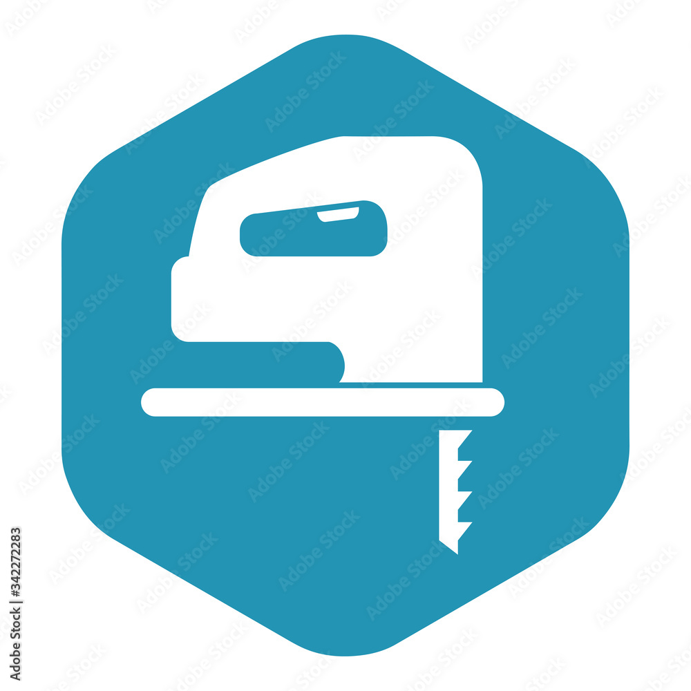 Jigsaw icon. A tool for sawing wood and other materials. Vector illustration for design and web isolated on a white background. Jigsaw icon. A tool for sawing wood and other materials. Vector illustration for design and web isolated on a white background.