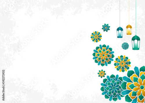 Islamic design for holy month of muslim template. Vector illustration for eid mubarak banner,greeting card, invitation, and poster. Ramadan theme with shape