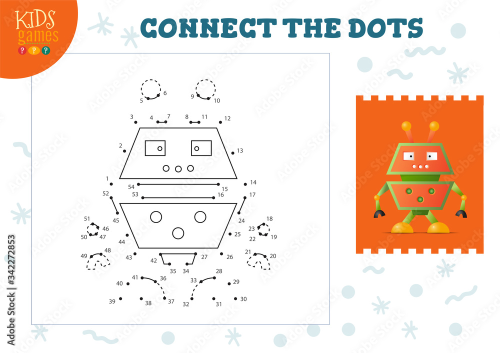 Naklejka premium Connect the dots kids game vector illustration. Preschool children educational activity