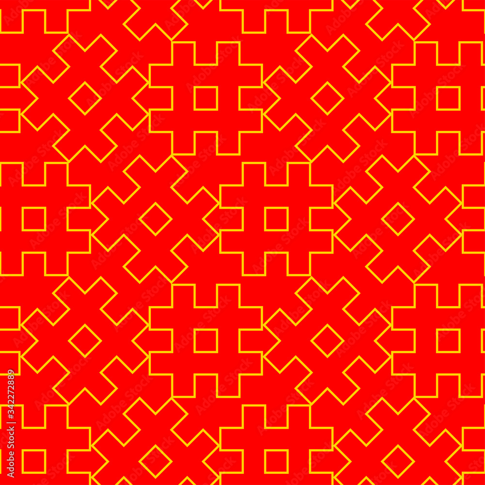 Red Seamless Japanese pattern of double-digited swastika