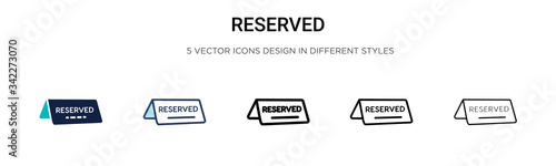 Reserved icon in filled, thin line, outline and stroke style. Vector illustration of two colored and black reserved vector icons designs can be used for mobile, ui, web