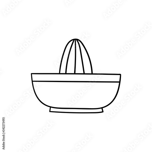 Vector doodle juicer. Cooking, kitchen utensils, home elements. Hand doodle illustration isolated on white background.