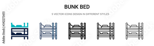 Bunk bed icon in filled, thin line, outline and stroke style. Vector illustration of two colored and black bunk bed vector icons designs can be used for mobile, ui, web