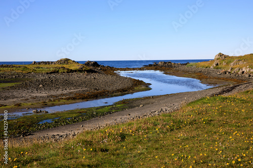 Vatnsnes / Iceland - August 27, 2017: The coast and the sea in Vatnsnes peninsula, Iceland, Europe