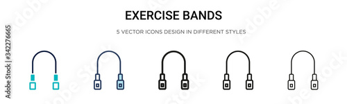 Exercise bands icon in filled, thin line, outline and stroke style. Vector illustration of two colored and black exercise bands vector icons designs can be used for mobile, ui, web