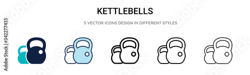 Kettlebells icon in filled, thin line, outline and stroke style. Vector illustration of two colored and black kettlebells vector icons designs can be used for mobile, ui, web