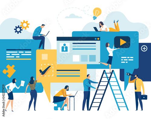 Web development team vector illustration. 
