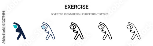 Exercise icon in filled, thin line, outline and stroke style. Vector illustration of two colored and black exercise vector icons designs can be used for mobile, ui, web