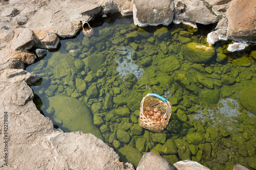 Boiled egg in hot spring, business travel in Thailand photo