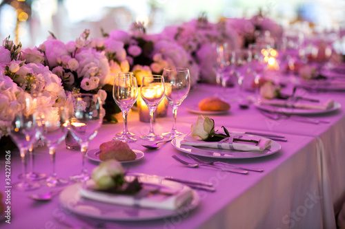 beautiful luxury arrangement on wedding table