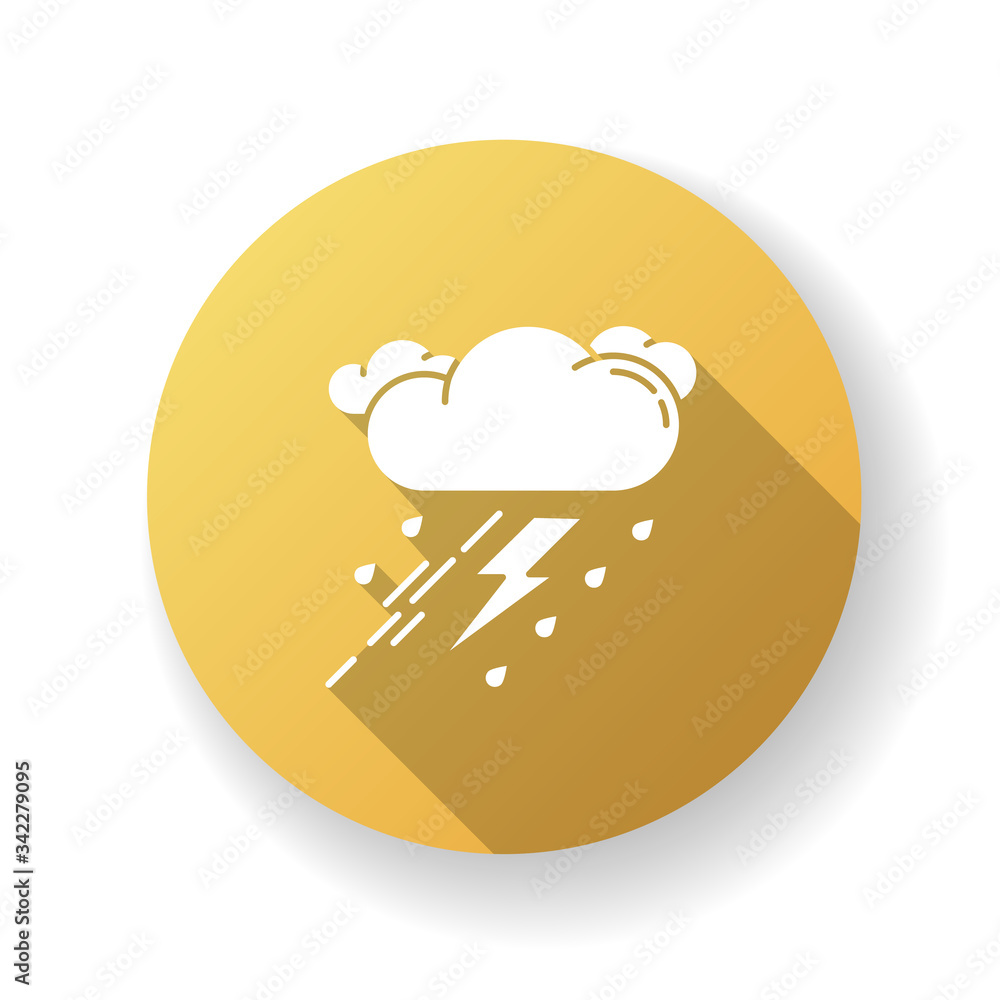 Thunderstorm yellow flat design long shadow glyph icon Thunderstorm yellow flat design long shadow glyph icon