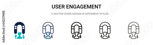 User engagement icon in filled, thin line, outline and stroke style. Vector illustration of two colored and black user engagement vector icons designs can be used for mobile, ui, web