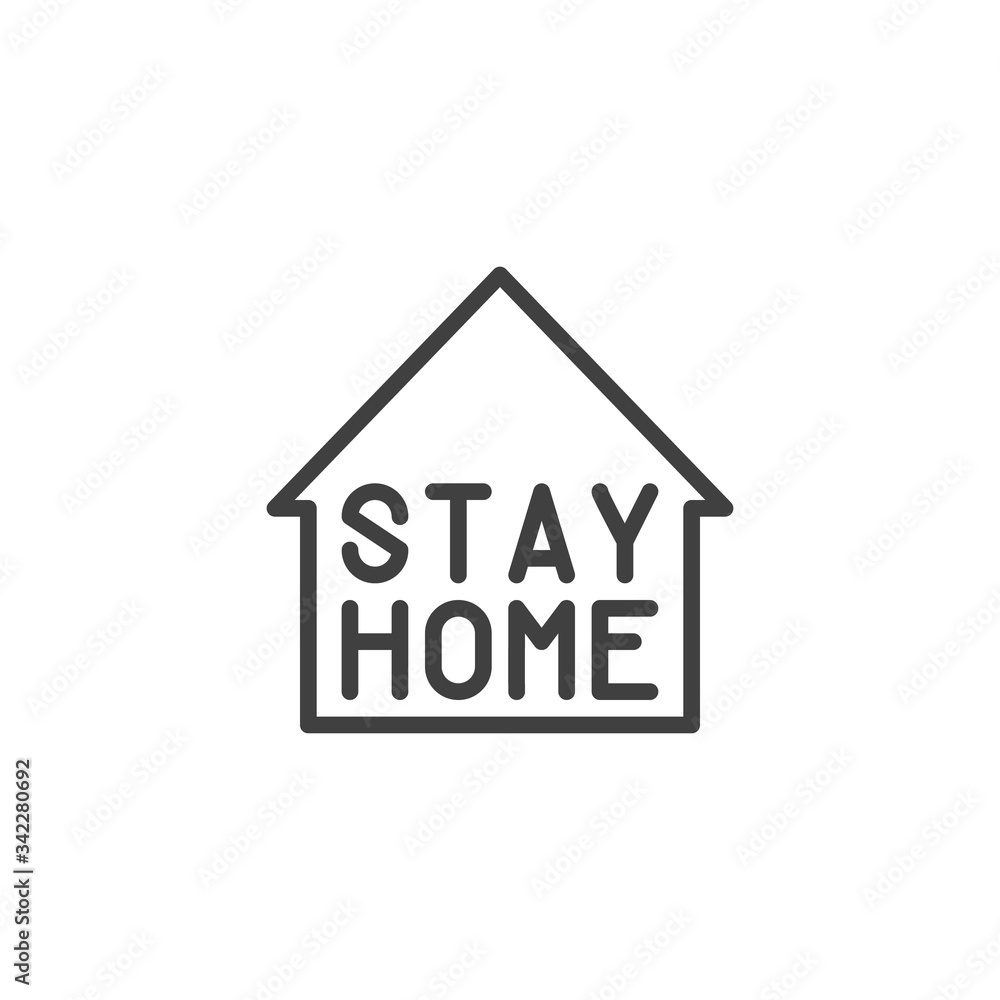 Stay Home line icon. linear style sign for mobile concept and web design. Covid-19 coronavirus quarantine outline vector icon. Symbol, logo illustration. Vector graphics Stay Home line icon. linear style sign for mobile concept and web design. Covid-19 coronavirus quarantine outline vector icon. Symbol, logo illustration. Vector graphics