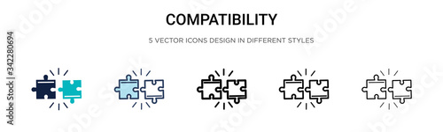 Compatibility icon in filled, thin line, outline and stroke style. Vector illustration of two colored and black compatibility vector icons designs can be used for mobile, ui, web photo