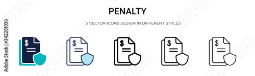 Penalty icon in filled, thin line, outline and stroke style. Vector illustration of two colored and black penalty vector icons designs can be used for mobile, ui, web