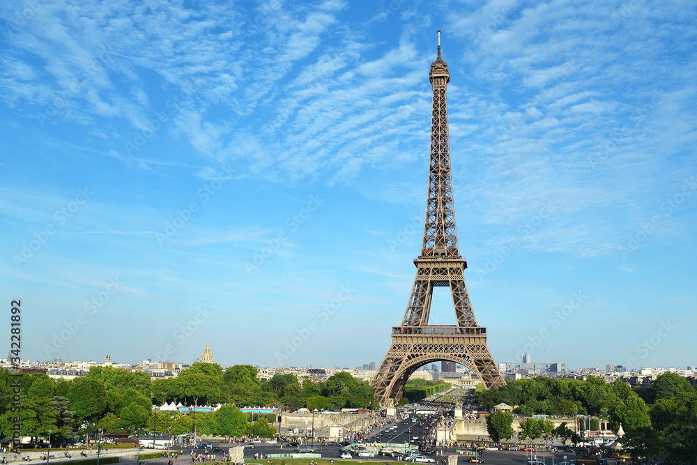 Eiffel Tower in a beautiful sunny afternoon in Paris, France