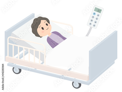 介護用ベッドのギャッジアップのイラスト_リモコン
