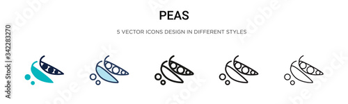 Peas icon in filled, thin line, outline and stroke style. Vector illustration of two colored and black peas vector icons designs can be used for mobile, ui, web
