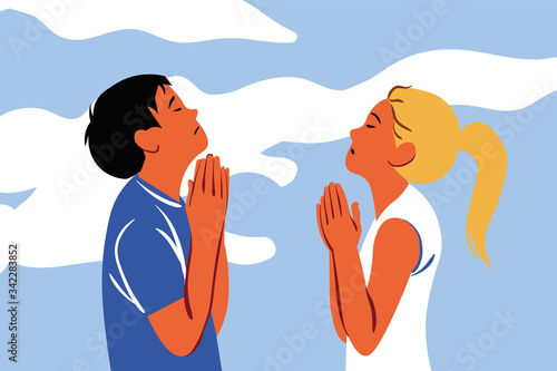 Praying, god, religion, couple, christianity, request, faith concept
