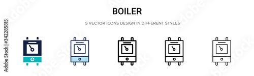 Boiler icon in filled, thin line, outline and stroke style. Vector illustration of two colored and black boiler vector icons designs can be used for mobile, ui, web