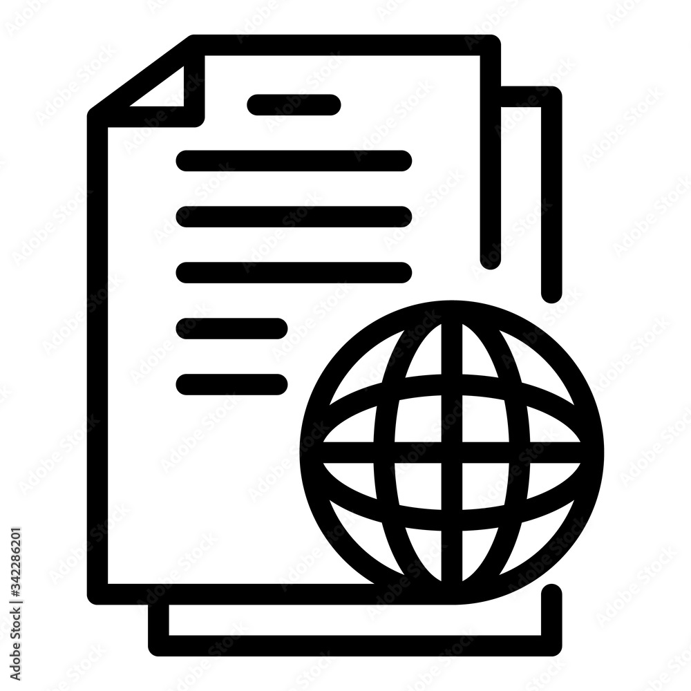 Documents and gobe icon. Outline documents and gobe vector icon for web design isolated on white background Documents and gobe icon. Outline documents and gobe vector icon for web design isolated on white background