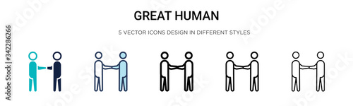 Great human icon in filled, thin line, outline and stroke style. Vector illustration of two colored and black great human vector icons designs can be used for mobile, ui, web