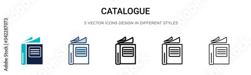 Catalogue icon in filled, thin line, outline and stroke style. Vector illustration of two colored and black catalogue vector icons designs can be used for mobile, ui, web