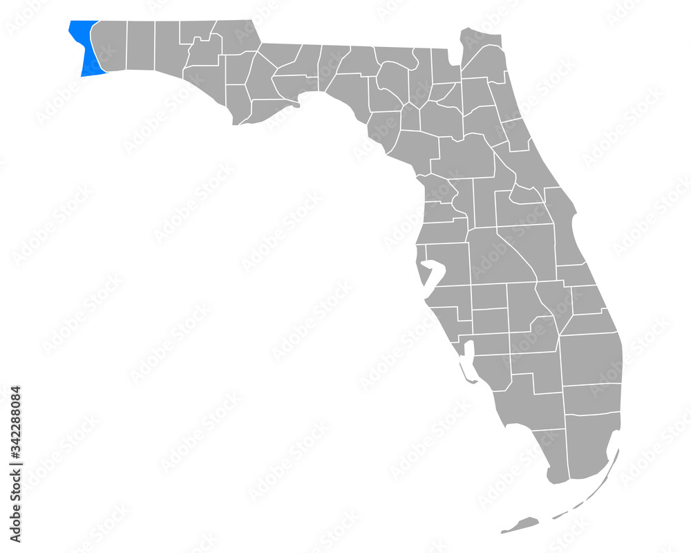 Fototapeta premium Karte von Escambia in Florida