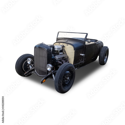 Retro-styled open car isolated over white background