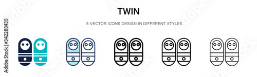 Twin icon in filled, thin line, outline and stroke style. Vector illustration of two colored and black twin vector icons designs can be used for mobile, ui, web