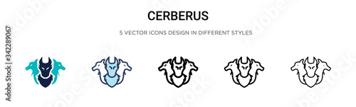 Foto Cerberus icon in filled, thin line, outline and stroke style