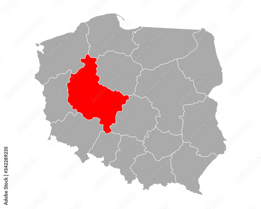 Obraz premium Karte von Wielkopolskie in Polen