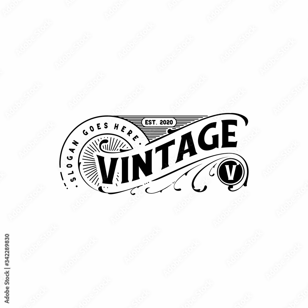 Obraz premium Lettering Vintage Retro Hipster logo design template, perfect logo for restaurant, cafe, barbershop, clothing company and other industries.