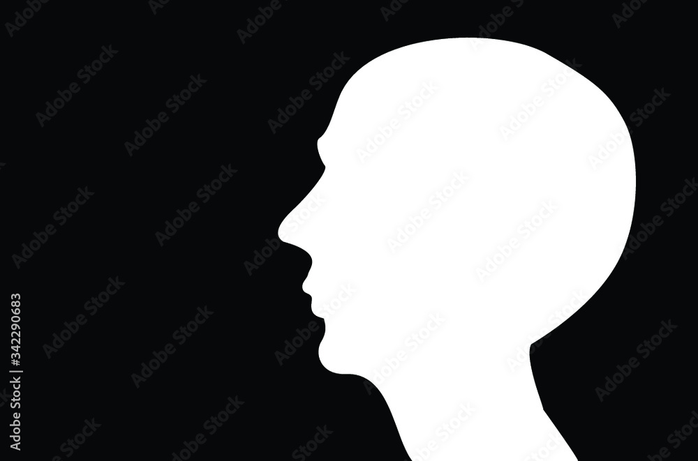  silhouette person man thinking head on black background
