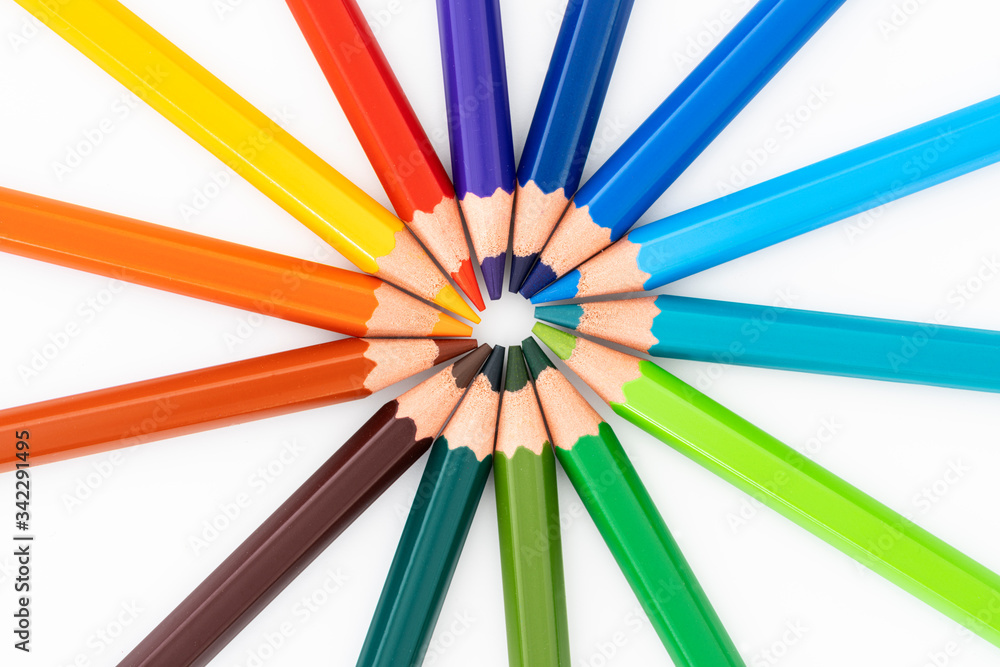 Colored pencil in circle Colored pencil in circle