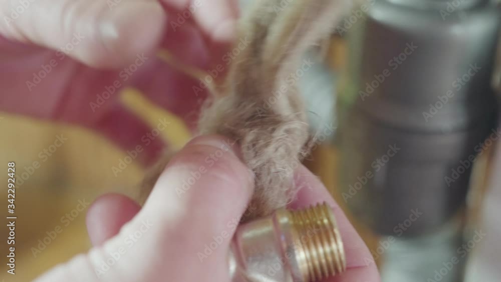 Installation of water pipes in the wall for the builtin. outdated flax