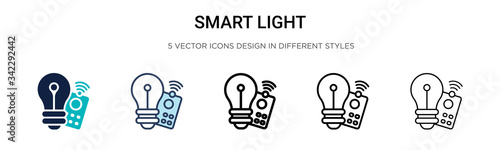 Smart light icon in filled, thin line, outline and stroke style. Vector illustration of two colored and black smart light vector icons designs can be used for mobile, ui, web