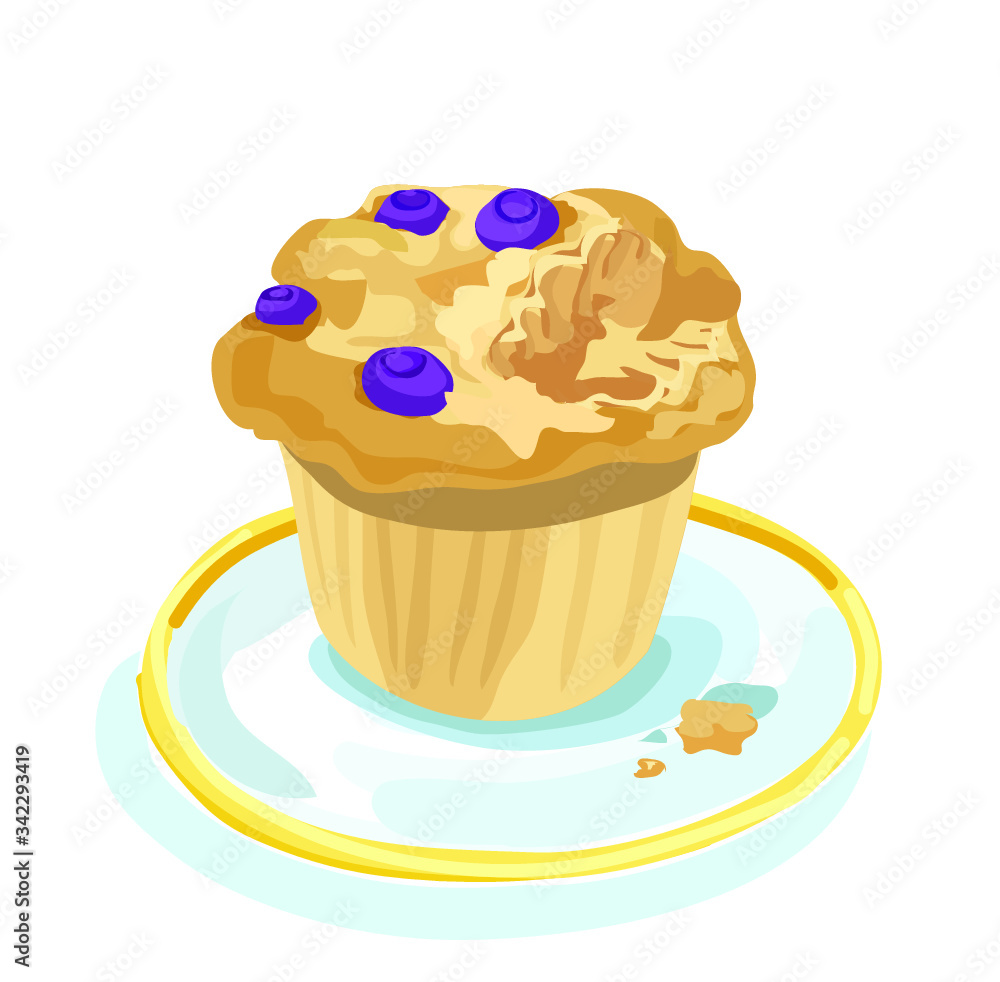 blueberry bite bitten muffin dessert icon cake cupcake food sweet on plate isolated on white background blueberry bite bitten muffin dessert icon cake cupcake food sweet on plate isolated on white background
