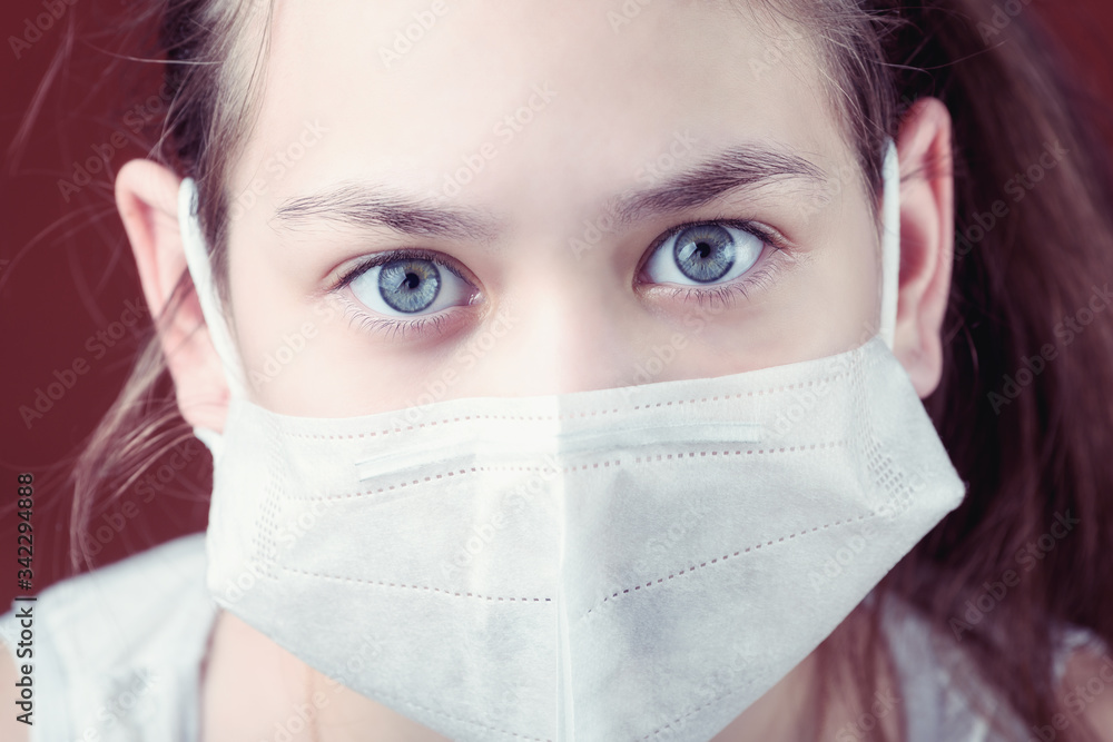Girl in medical mask. Quarantine concept. Girl in medical mask. Quarantine concept.