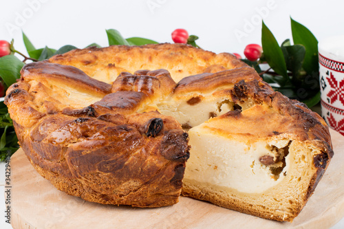 Traditional Romanian Easter table, homemade sweetbread