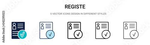 Registered icon in filled, thin line, outline and stroke style. Vector illustration of two colored and black registered vector icons designs can be used for mobile, ui, web photo