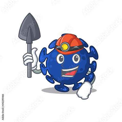 Streptococcus miner cartoon design concept with tool and helmet