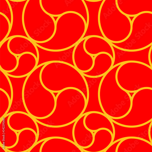Red Commashaped seamless Japanese pattern photo